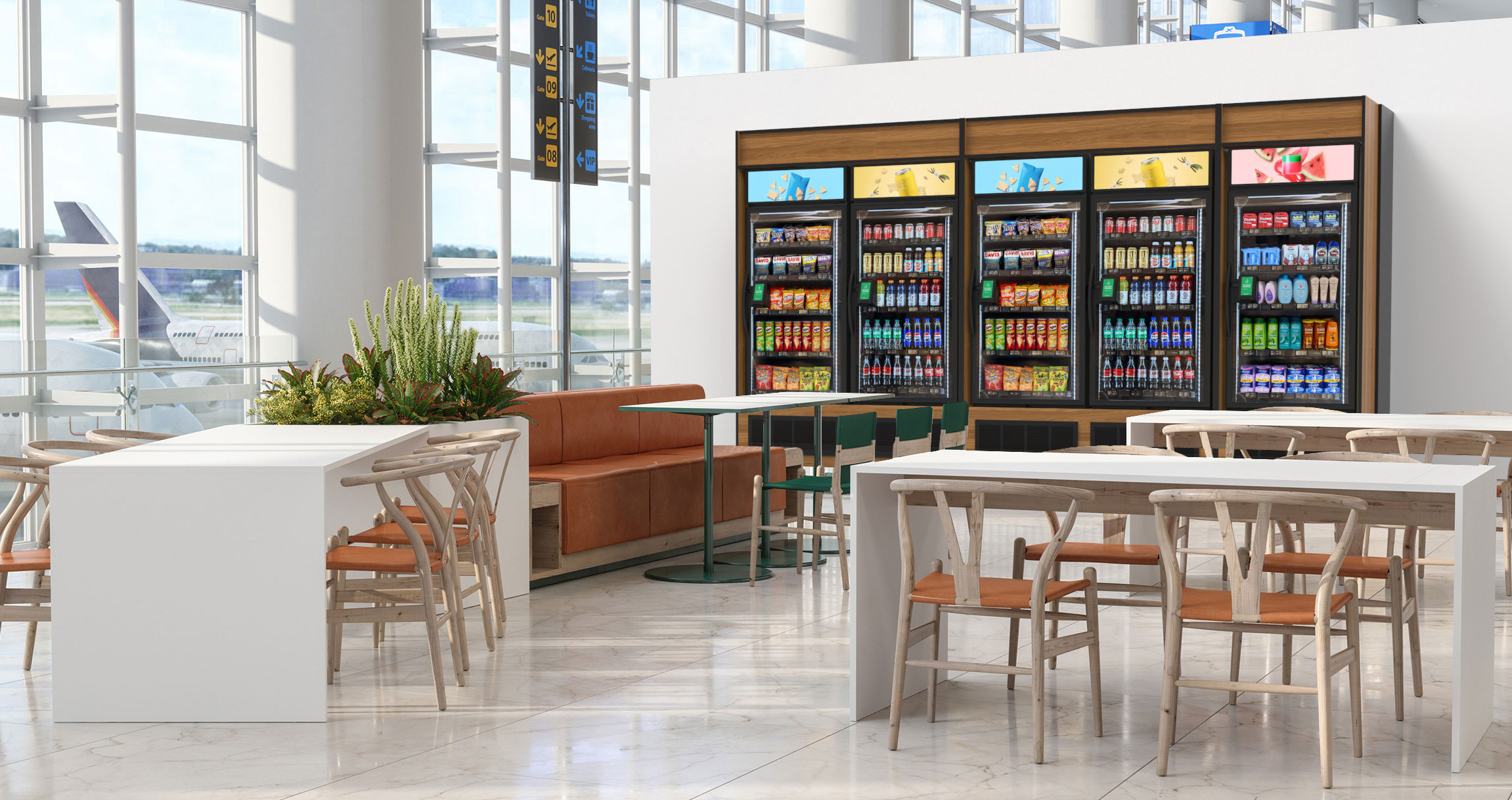 Premium AI-powered vending machine in upscale office lobby